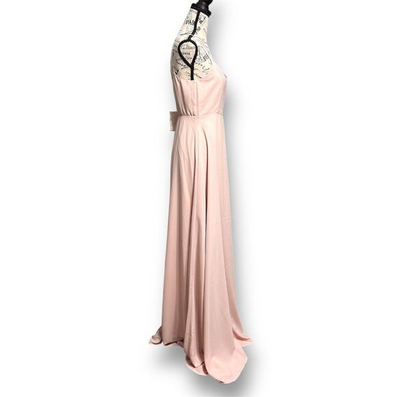 Show Me Your MuMu S Faith Maxi Dress Pink Chiffon Blush Spaghetti Strap Formal - Picture 8 of 8